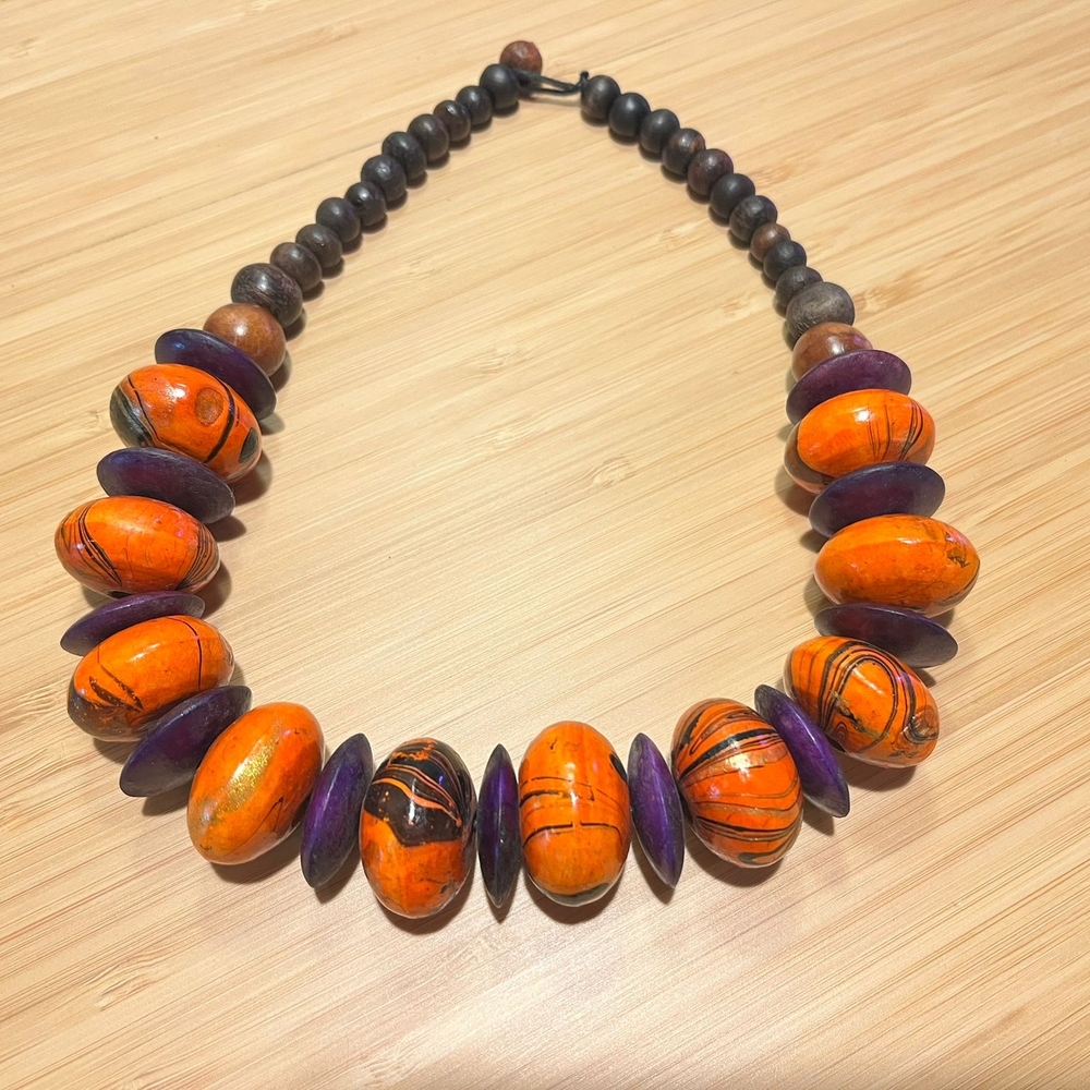 Vintage Wooden Beaded Necklace